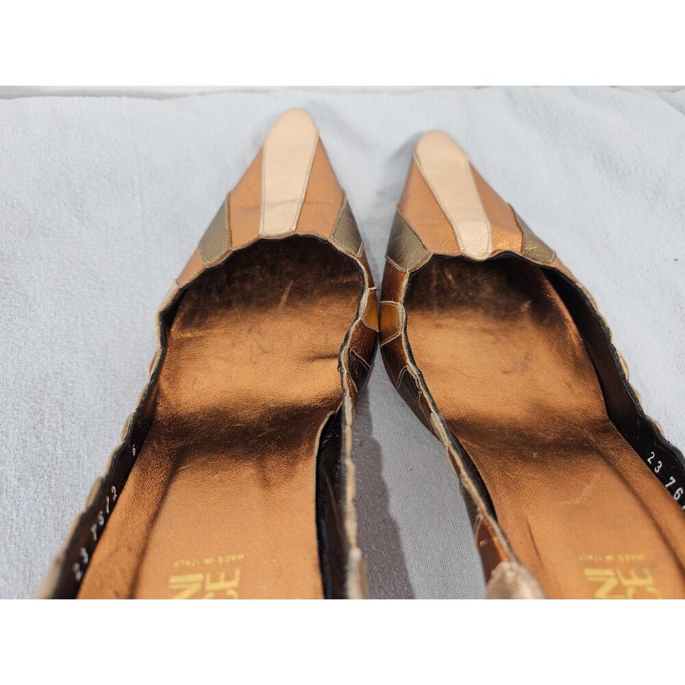 Vintage Gianni Versace Metallic Leather Patchwork Pointed Pumps Medusa Heel EU36 - Picture 7 of 8